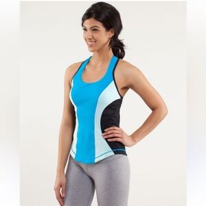 LuLuLemon Cardio Kick Colorblock Tank Top Blue/Black Size 10